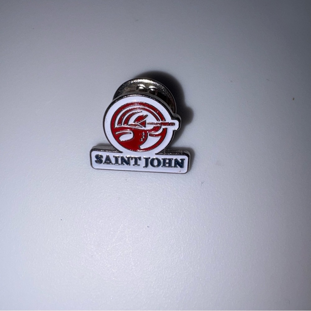 Saint John Enamel Lapel Pin - Red & White